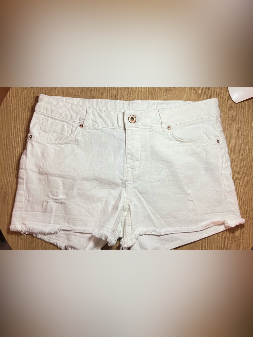 White Denim Frayed Hem Shorts